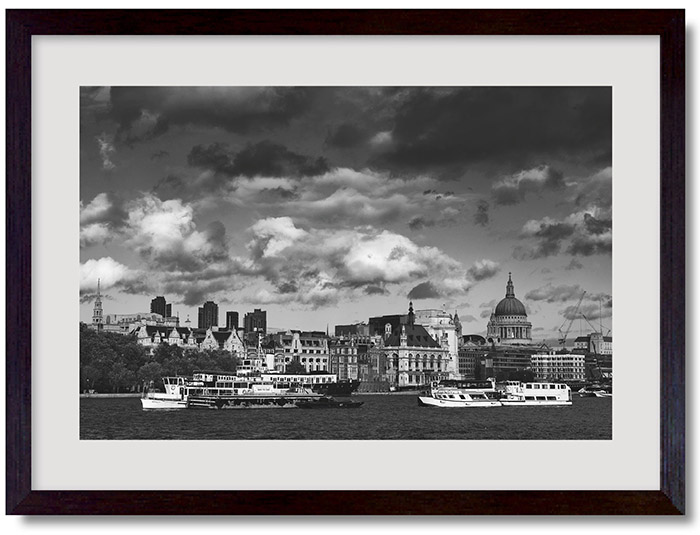 Framed photograph of City of London Skyline as leaving present