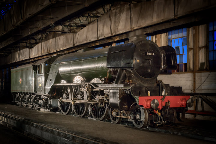 Photograph of Flying Scotsman on shed