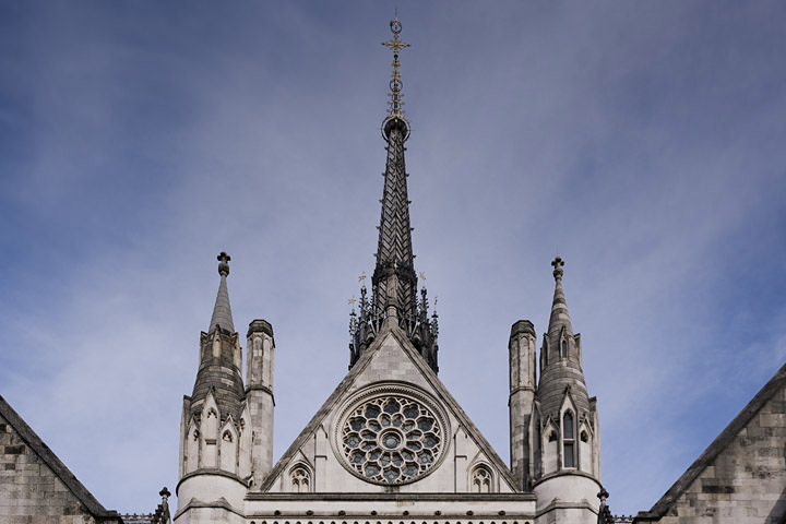 The Central Tower of the Royal Courts of Justice on the Stand, London