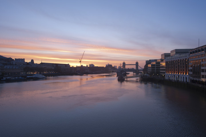 Photograph of Thames at dawn from London Bridge